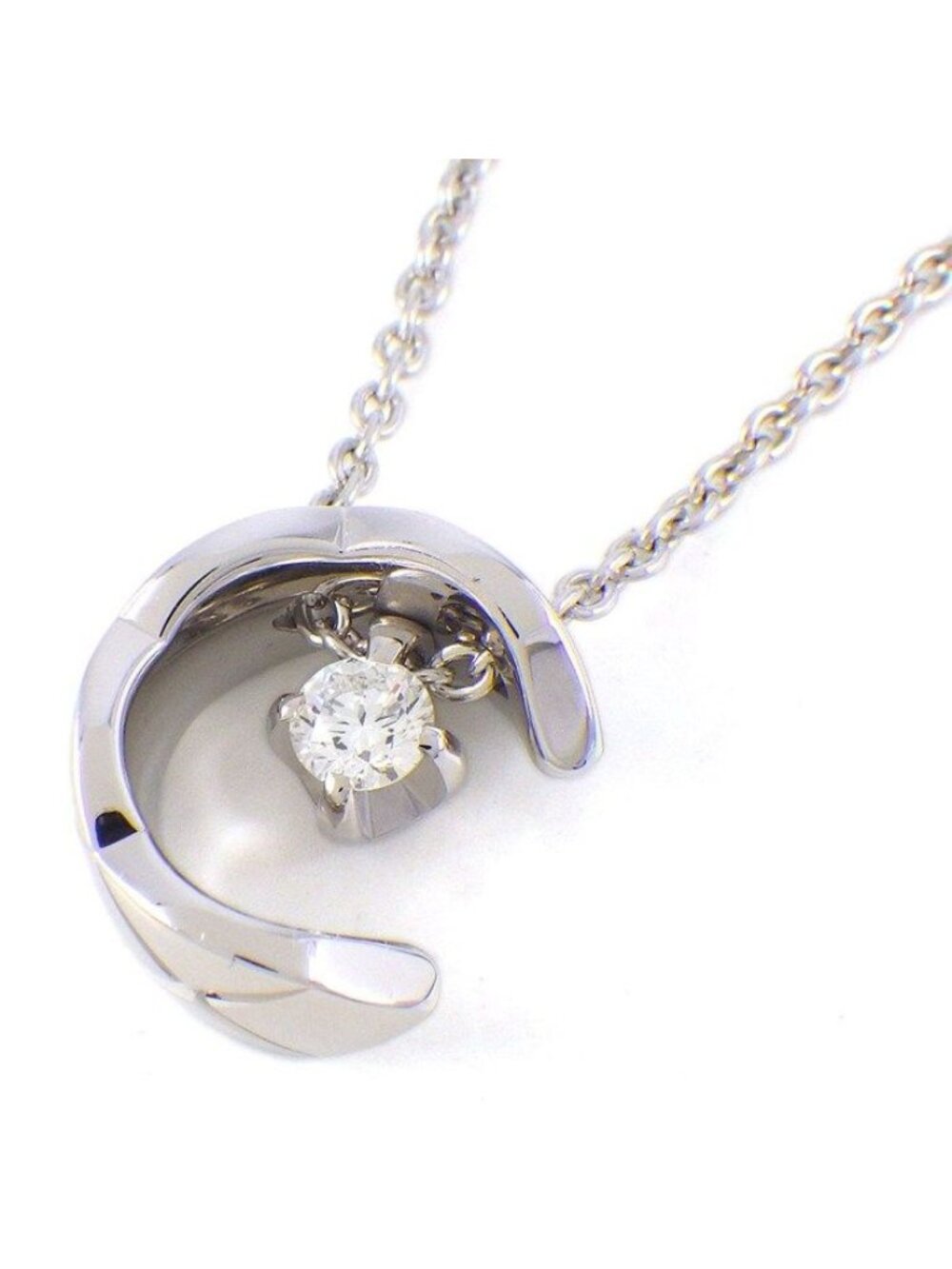 Chanel Necklace Coco Crush Quilted C Motif Diamond 18K White Gold